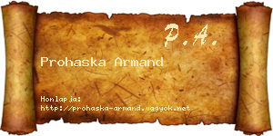 Prohaska Armand névjegykártya